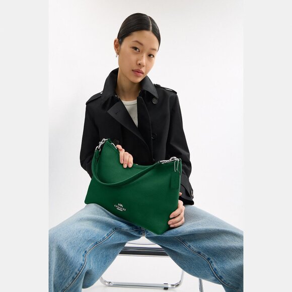 Coach Laurel Shoulder Bag | Pebbled Leather/Silver/Shamrock - Picture 6 of 10